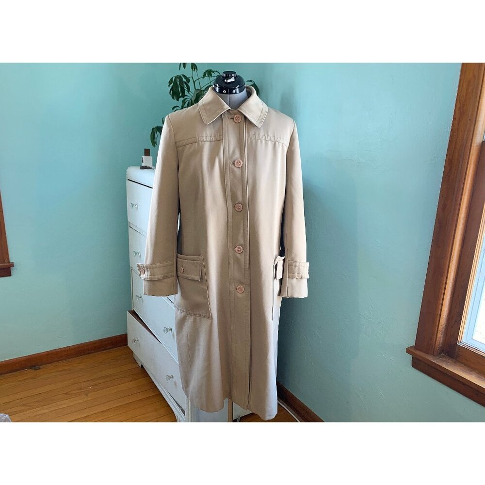 Vintage 70s Forecaster of Boston Lined Trench Raincoat Coat Beige 11/12